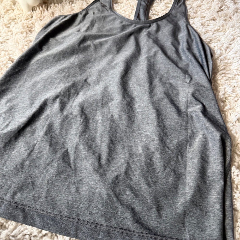 Charcoal Racerback athletic sporty gym breathable Tank Top for Women. Elevate yo - Picture 4 of 4
